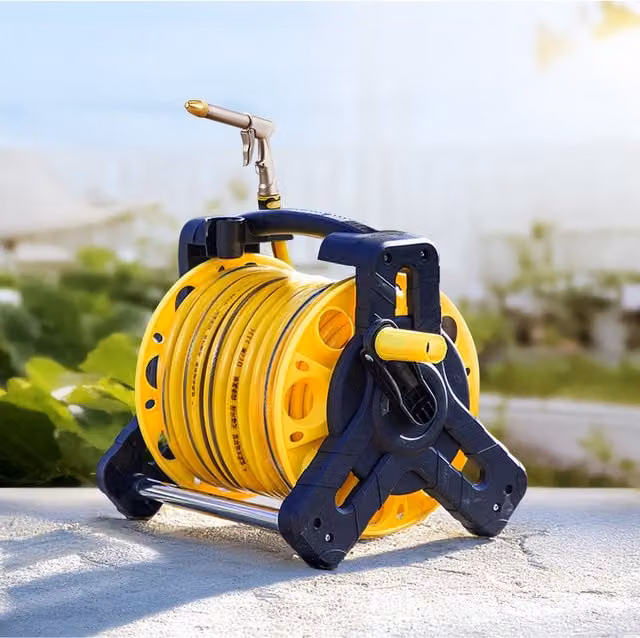 Livingandhome Portable Garden Hose Reel Cart with 35m Hose in Yellow and Black