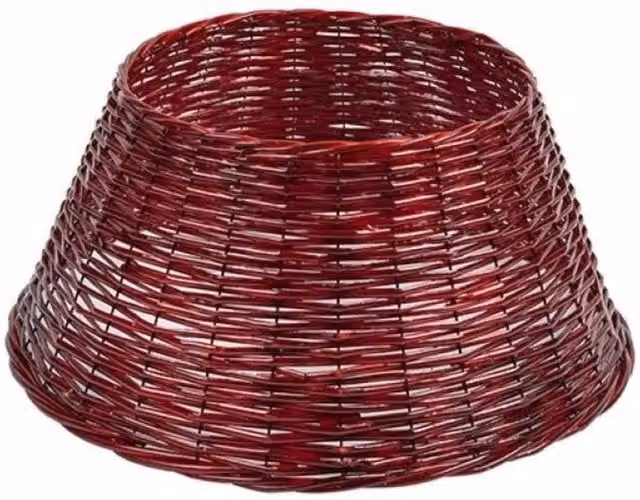 KDMD Red and Silver Rustic Christmas Tree Skirt, W: 57 cm, D: 28 cm – 1