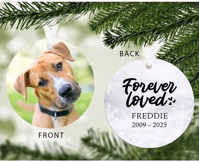 Uniqueful Personalised Forever Loved Pet Decoration White Round Hanging Pendant Sympathy Gift