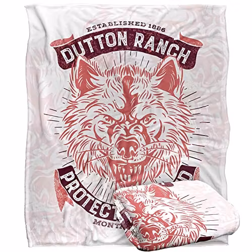 Yellowstone Protect The Land Wolf Silky Touch Super Soft Fleece Throw Blanket in White, W/D/H: 152 x 127 cm