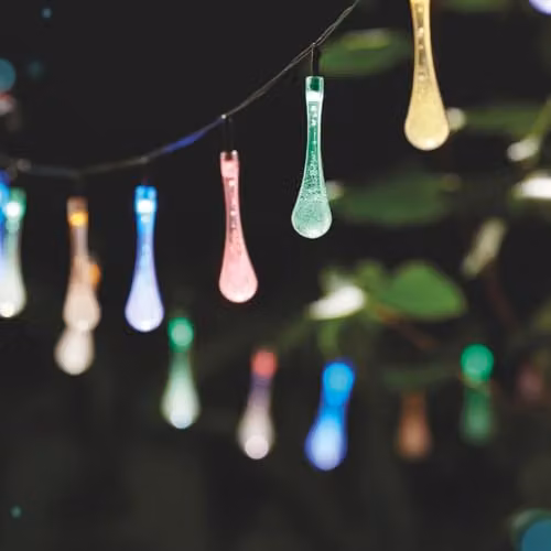 Gainsborough Solar LED Drop String Lights, Multicolour RGB Garden Decoration – 4