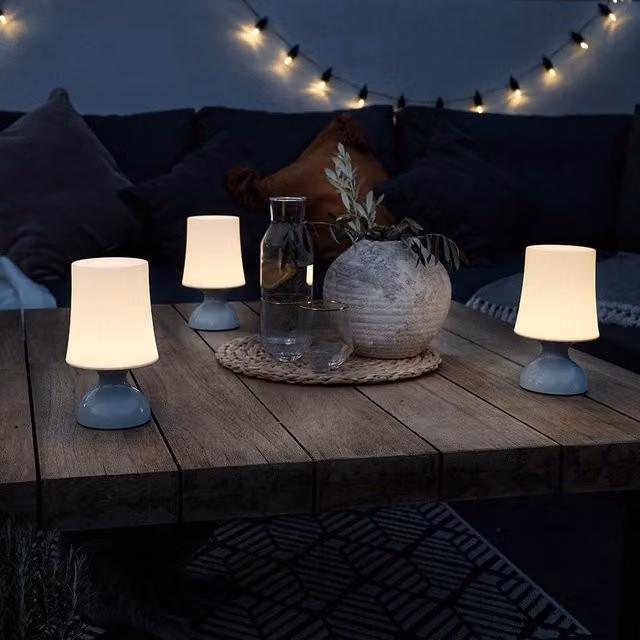 ValueLights Set of 3 Wireless LED Grey Touch Table Lamps with White Cone Shades – 1