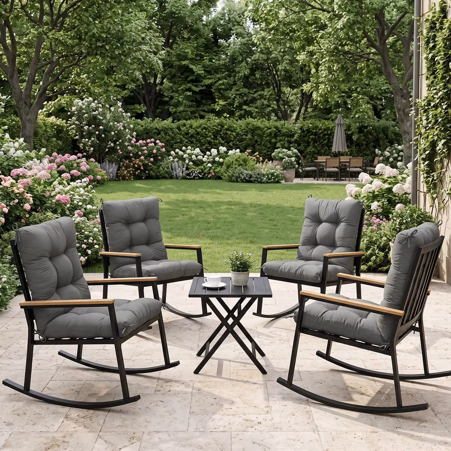 Garden Sanctuary Grey Rectangular Rattan Chair Pad, W: 50 cm, H: 110 cm – 3