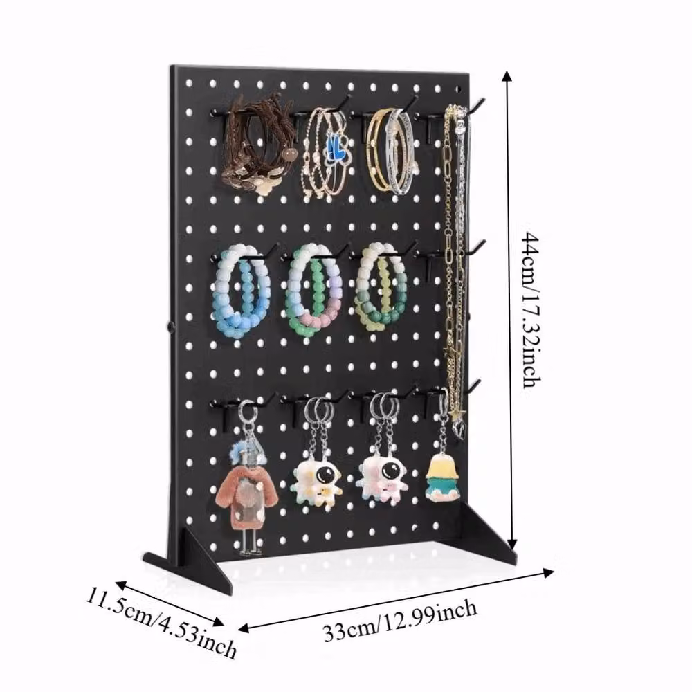 Kelvenix Black Metal Freestanding Pegboard Display Stand with 12 Peg Hooks – 2