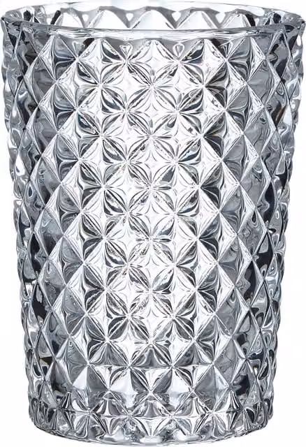 Orsina Luxe Diamond Glass Bathroom Tumbler in Transparent, H 7 cm x W 9 cm x D 7 cm – 1
