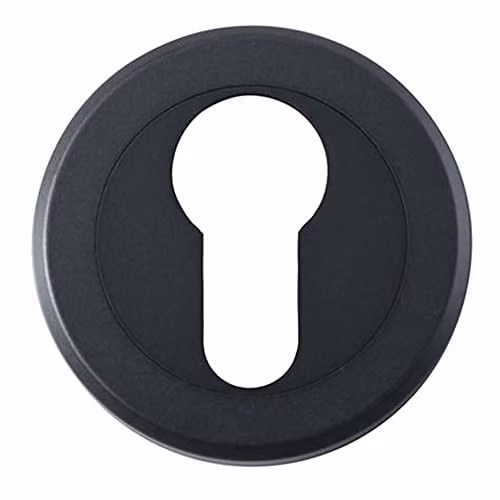 Loops 50mm Euro Profile Round Escutcheon with Bevelled Edge and Concealed Fix, Matt Black