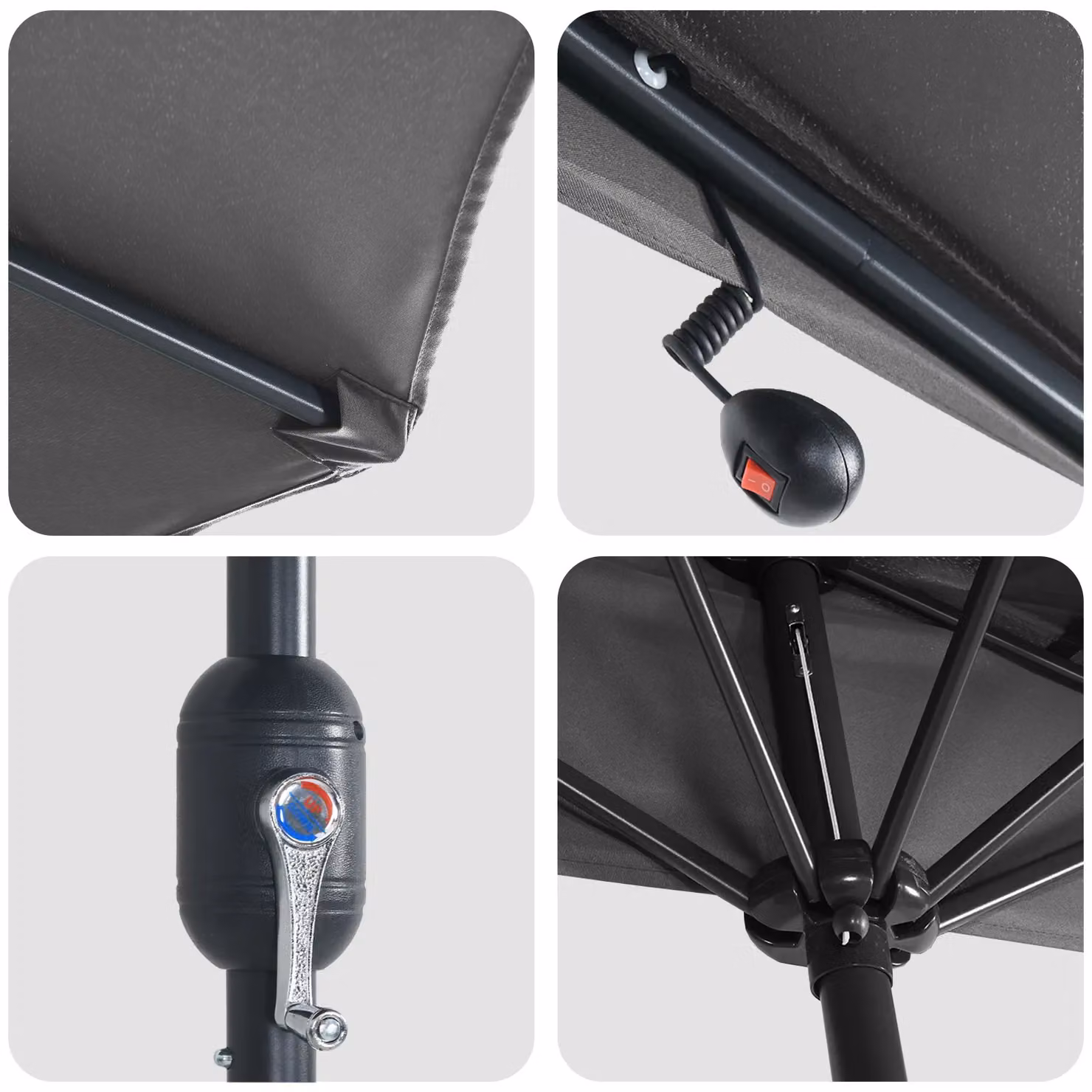 Berkfield Home Anthracite Large Garden Parasol with Aluminium Frame and Polyester Fabric – 4