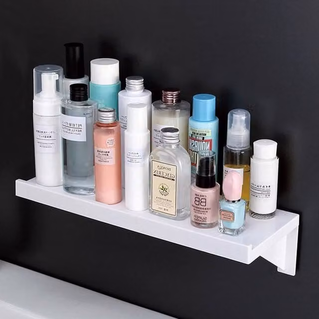 EONLION White Glossy Self Adhesive Corner Floating Shelves, W: 50 cm – 1
