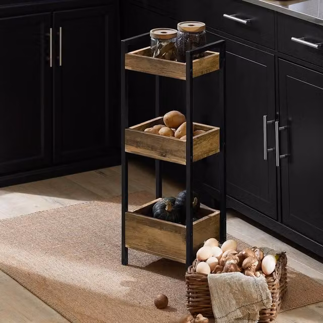 SoBuy 3-Tier Space-Saver Storage Rack Bathroom Organiser in Brown, W: 28.0 cm, D: 20.0 cm, H: 74.0 cm – 1