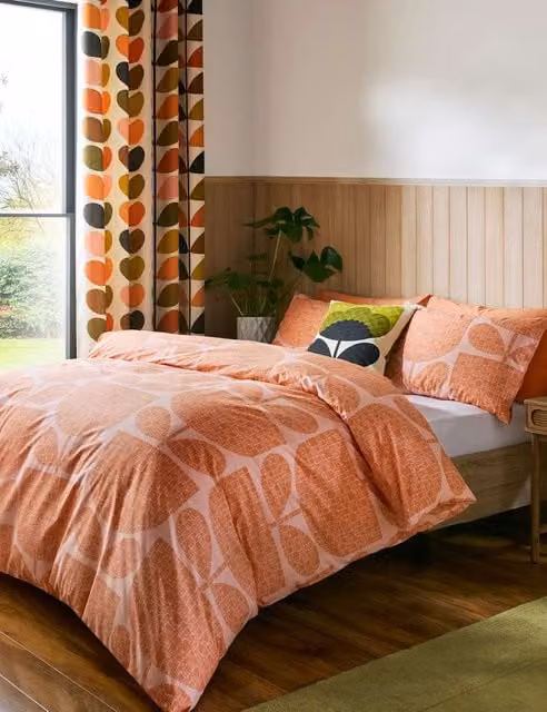 Orla Kiely Block Garden Orange Cotton Percale Bedding Set W: 200 cm x H: 200 cm