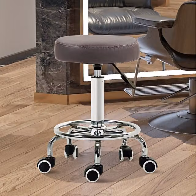 Vinsetto Round PU Leather Stool in Grey