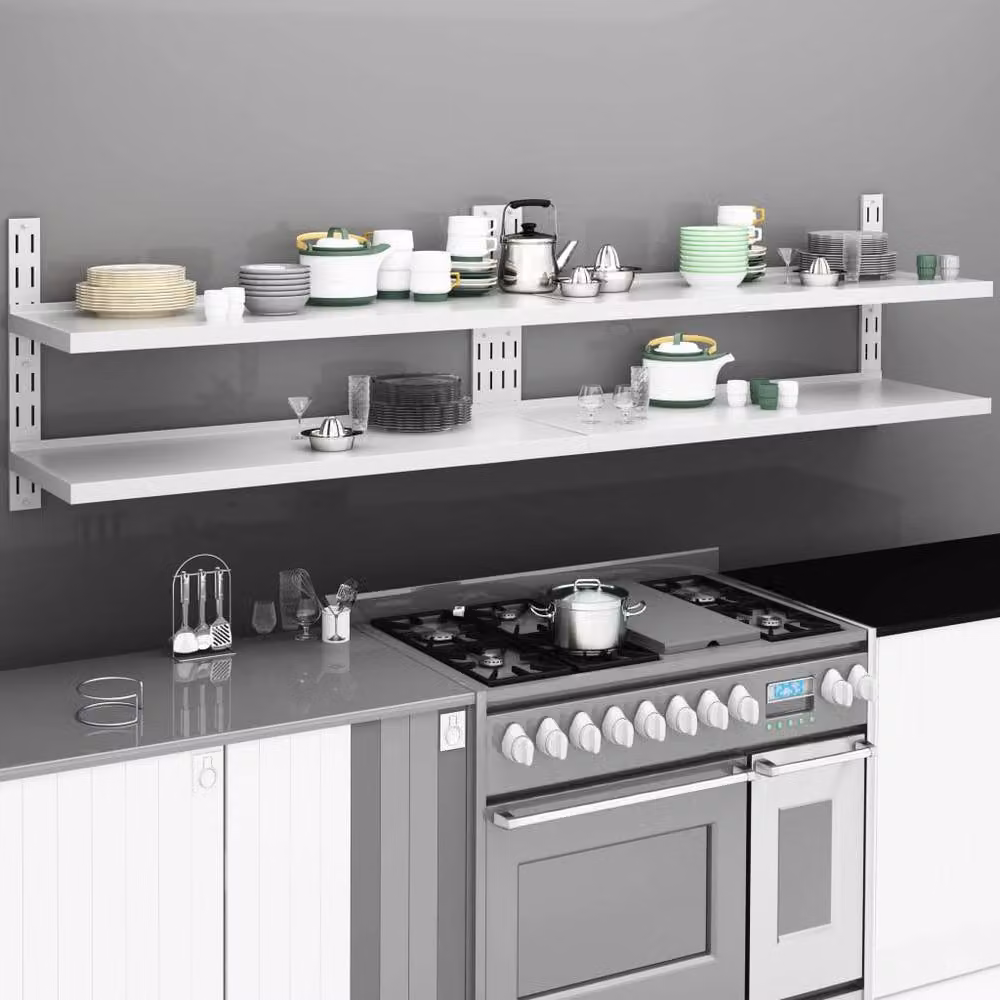 Berkfield Home 2-Tier Floating Wall Shelves, 2 Piece Stainless Steel Set in Grey, W: 240 cm, D: 30 cm – 2