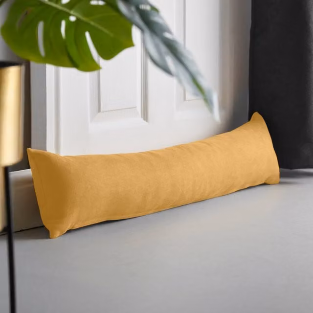 Alan Symonds Velvet Chenille Draught Excluder in Yellow, W/D/H: 90 x 15 x 15 cm – 1