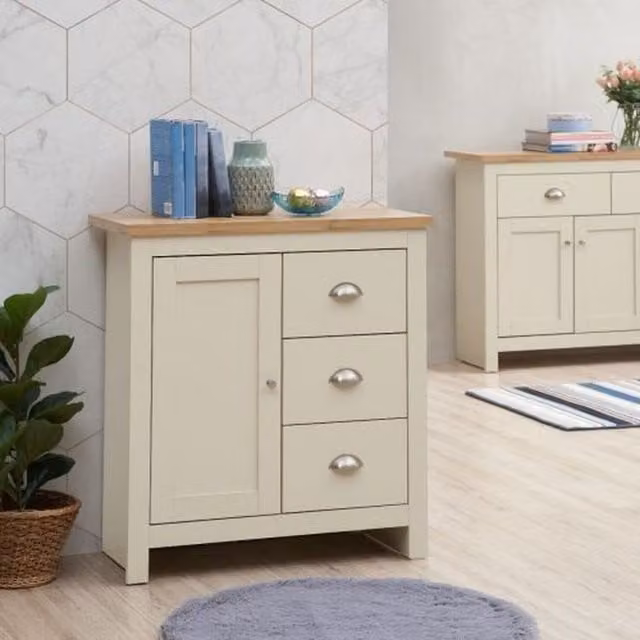 Timber Art Design Lisbon 1 Door 3 Drawer Storage Cabinet Sideboard in Beige