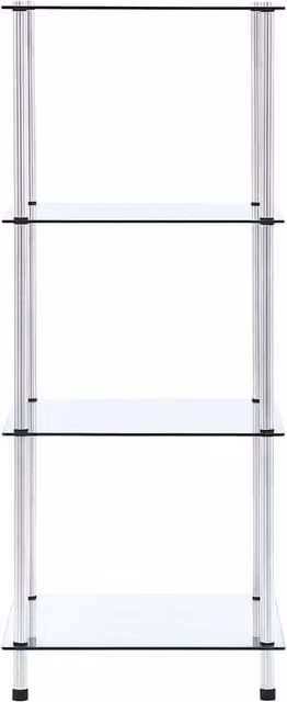Berkfield Home 4-Tier Transparent Tempered Glass and Metal Shelf, Clear, W/D/H: 40 x 40 x 100 cm