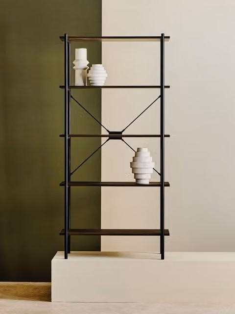 Orsina Five Tier Oak Storage Shelf Unit in Brown, W/D/H: 80 x 40 x 162 cm