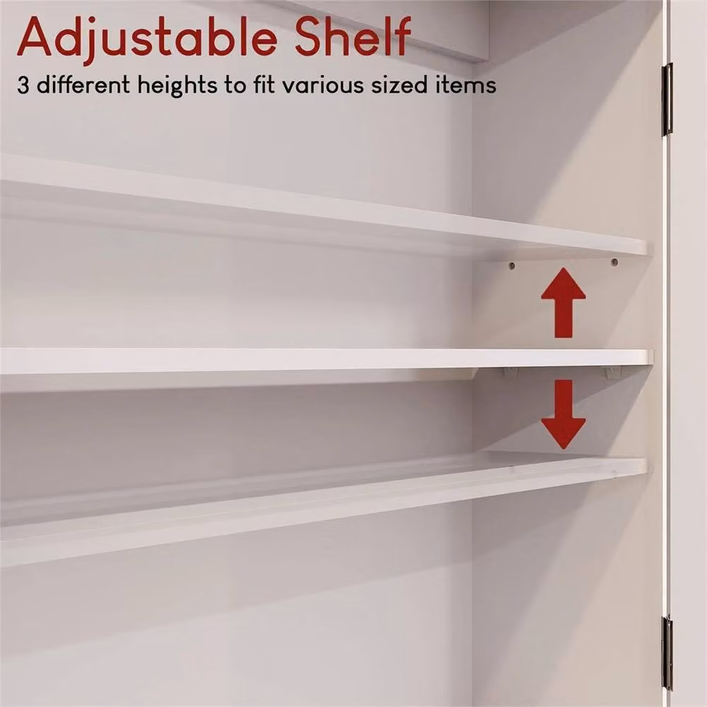 Kelvenix White Wall Mounted Bathroom Cabinet with Two Hinged Doors and Internal Shelves – 3