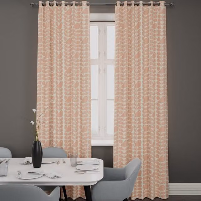 Orla Kiely Early Bird Made to Measure Blackout Eyelet Curtain in Pale Rose Pink