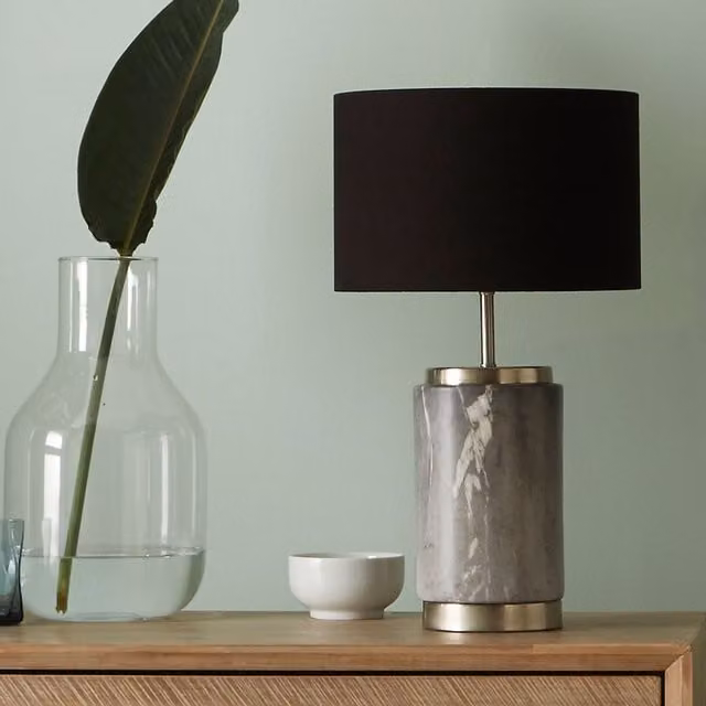Pacific Lifestyle Art Deco Ceramic and Metal Table Lamp in Grey and Silver