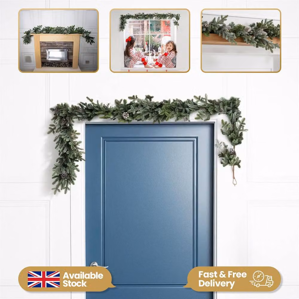 Shatchi Green Cypress Pine Garland with Realistic Pine Cones, 180 cm – 3