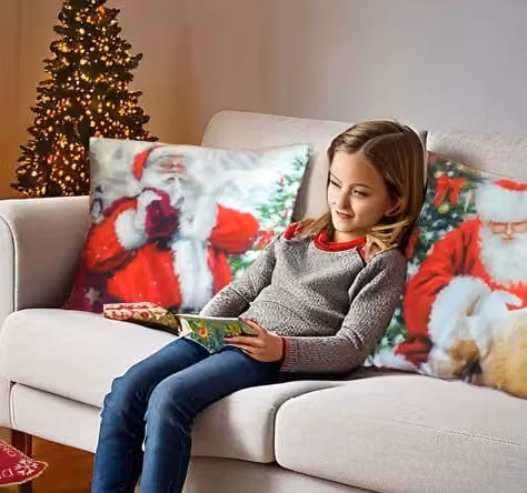 Luxor Living Red Velvet Christmas Decorative Square Cushion with Removable Cover, W/D/H: 45 x 45 x 45 cm – 2