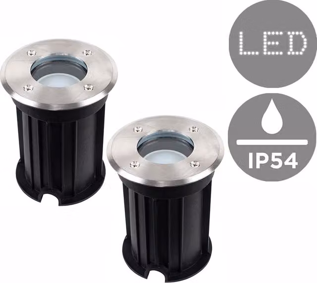 ValueLights Pair of Chrome Modern IP54 Rated Outdoor Walk Over Path Lights