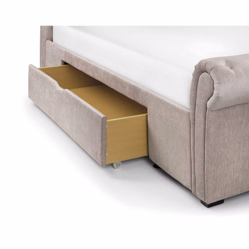 Cheshire Basalt Upholstered 2 Drawer Storage Bed in Beige, W/D/H: 150 x 200 cm – 3