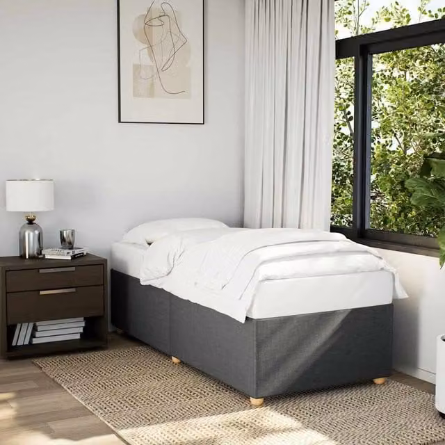 Berkfield Home Upholstered Fabric Bed Frame in Dark Grey, Single, 90 x 200 cm