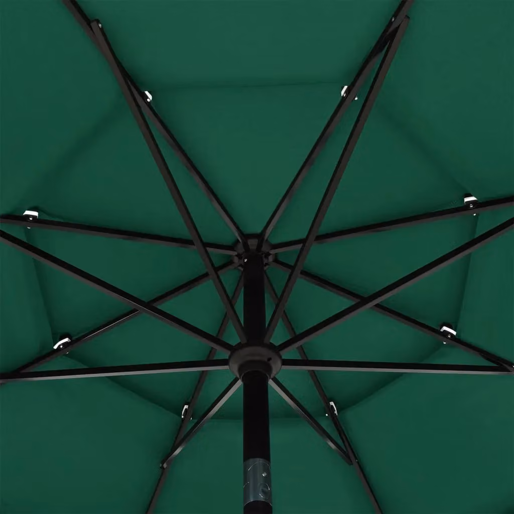 Berkfield Home 3-Tier Green Polyester Parasol with Aluminium Central Pole, 3.5 m – 3