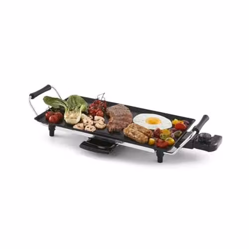 Geepas Electric Teppanyaki Table Top Grill and Griddle with Non-Stick Coating and Adjustable Thermostat, Black