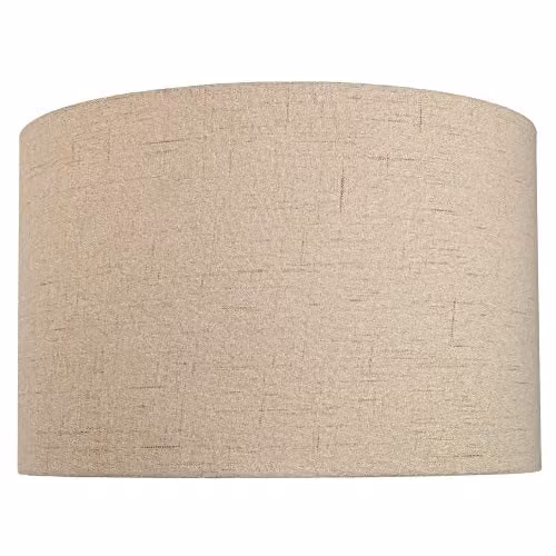 Happy Homewares Taupe Linen Fabric Drum Lamp Shade, Diameter: 35 cm, 60W Maximum – 1