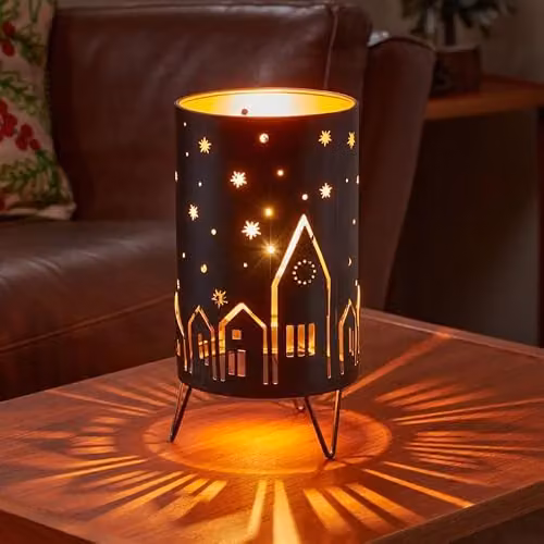 Smart Garden Three Kings Night Sky Light Up Christmas Vase in White and Black, Height: 23 cm