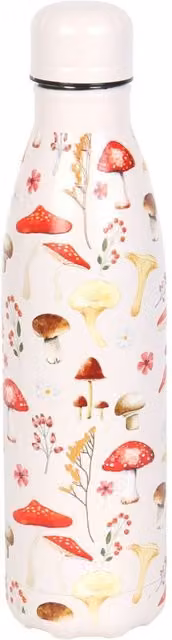 Something Different Mushroom Metal All-Over Print Water Bottle in Beige and Multicolour, 500 ml