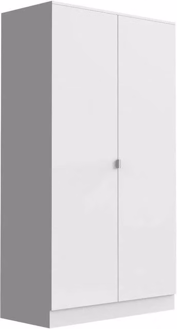 FLAVORA White Modern 2-Door Wooden Bedroom Storage Wardrobe with Internal Shelves – 1