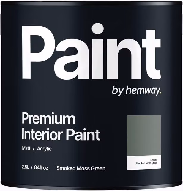 Hemway Matt Acrylic Interior Paint in Smoked Moss Green, 2.5 l