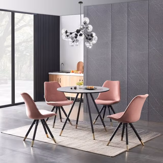 Life Interiors Sofia Dorchester LUX Dining Set with Round Table and 4 Pink Chairs