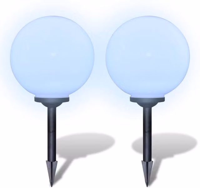 Berkfield Home Solar LED Outdoor Pathway Lamps with Ground Spike, White, 2 Pack, Height: 30 cm – 1