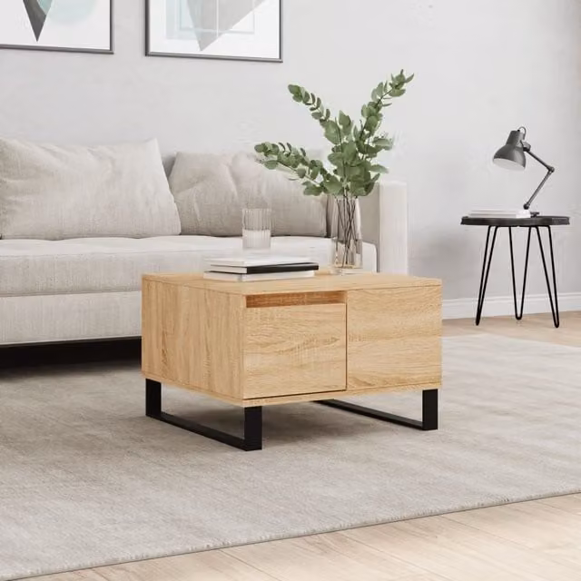 Berkfield Home Sonoma Oak Coffee Table in Brown, W/D/H: 55 x 55 x 36.5 cm
