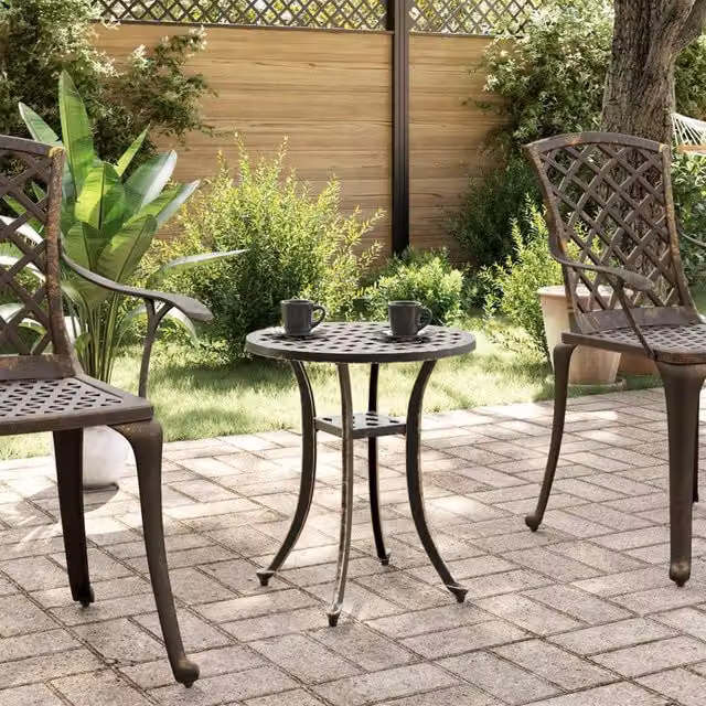 Berkfield Home Round Cast Aluminium Garden Table in Bronze, W: 48 cm, D: 53 cm – 1