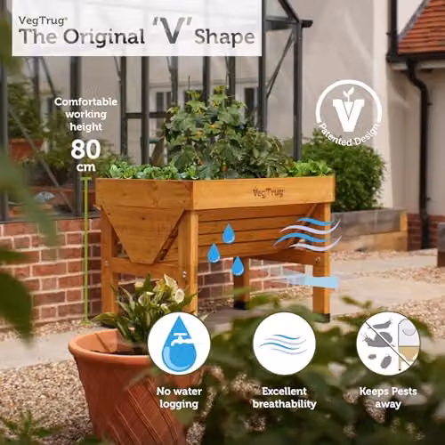 VegTrug Classic Wood Raised Bed Planter in Brown, W: 104 cm, D: 76 cm, H: 80 cm – 3
