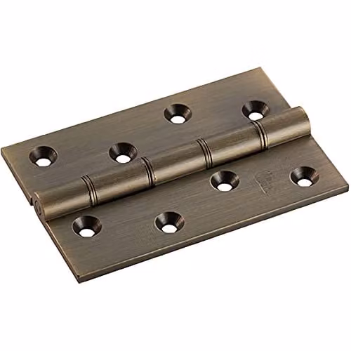 Loops Pair of Antique Brass Washered Butt Hinges for Internal Doors, W/H/D: 102 x 67 x 4 mm