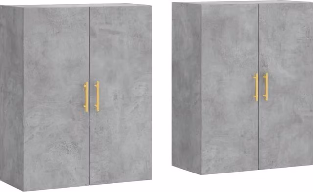 Berkfield Home Wall Mounted Cabinets, 2 Piece Set in Concrete Grey, W/D/H: 69.5 x 34 x 90 cm – 1