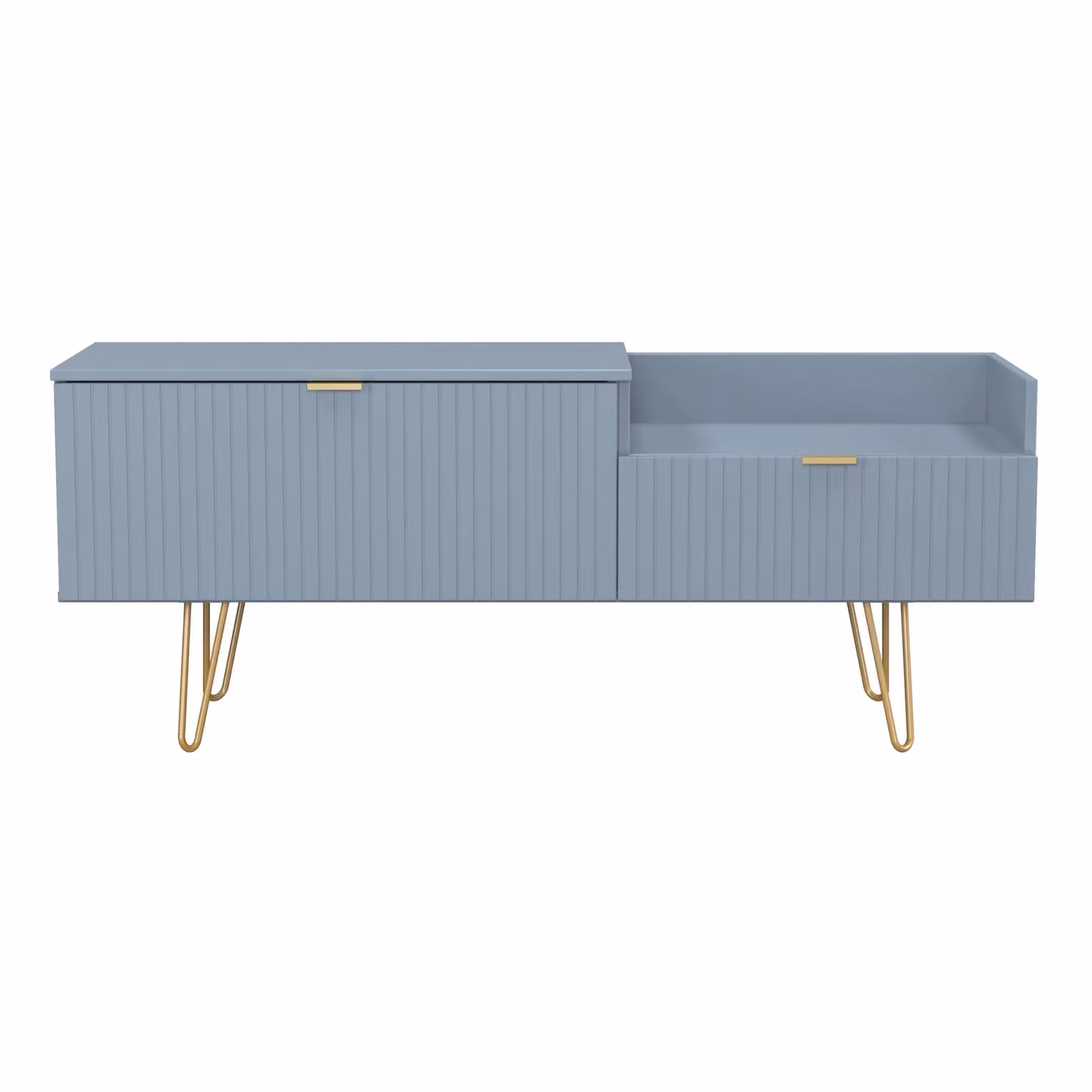 2 U Bexley Modern Geometric 2 Drawer Coffee TV Unit in Light Blue and Gold – 2