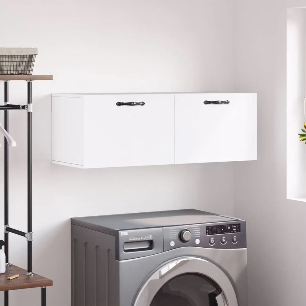 Berkfield Home Wall Mounted White Cabinet with Hinged Doors W/D/H: 100 x 36.5 x 35 cm – 2