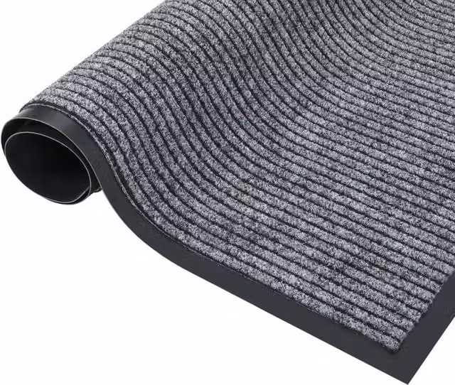 Berkfield Home Striped Grey and Black Non-Slip Doormat, W: 60 cm, D: 80 cm