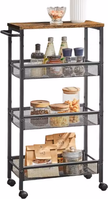 Modcraft Industrial Brown Metal Freestanding Kitchen Cart on Wheels