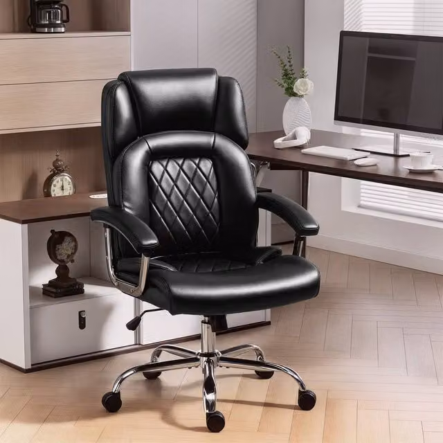 HOMCOM Black High Back Office Task Chair with Headrest and Armrests – 1