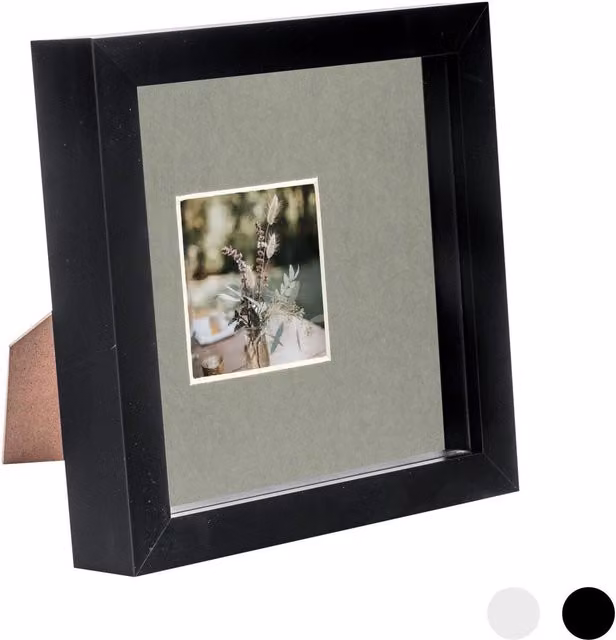 Nicola Spring Single Square 3D Box Photo Frame in Black and Grey, 15.24 x 15.24 cm