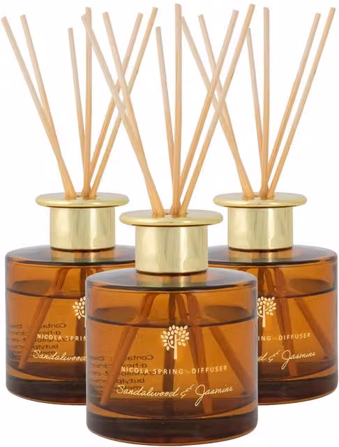 Nicola Spring Sandalwood & Jasmine Scented Reed Diffuser Set, Pack of 3, 200ml, Orange – 5