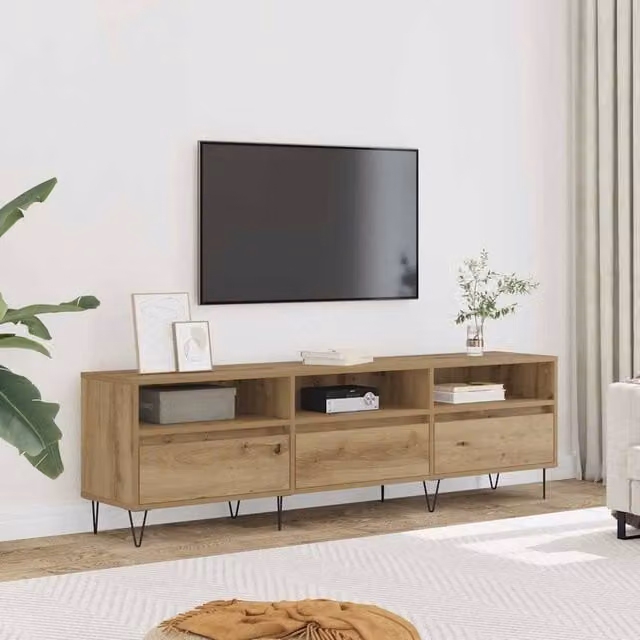Berkfield Home Artisan Oak TV Cabinet in Brown, W/D/H: 150 x 30 x 44.5 cm